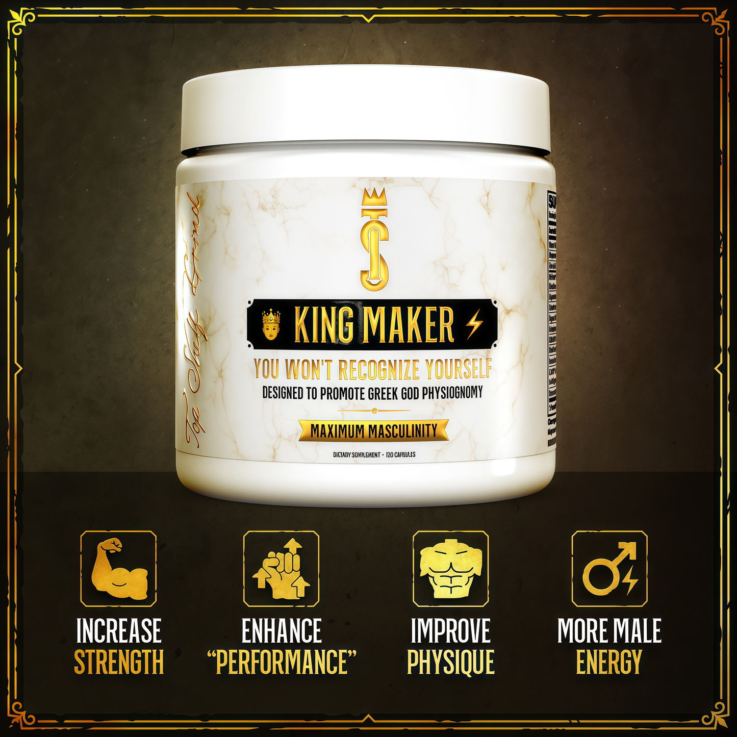 King Maker Supplement King Maker 13-in-1 Power Packed ingredients made specifically for men. A powerful formula to help you increase stamina, build lean muscle, and quick recovery.